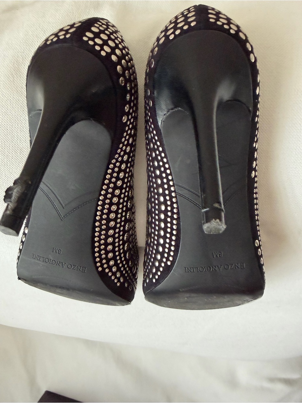 Enzo Angiolini Black Studded Pointed Toe Pumps Size 8M - Picture 7 of 11
